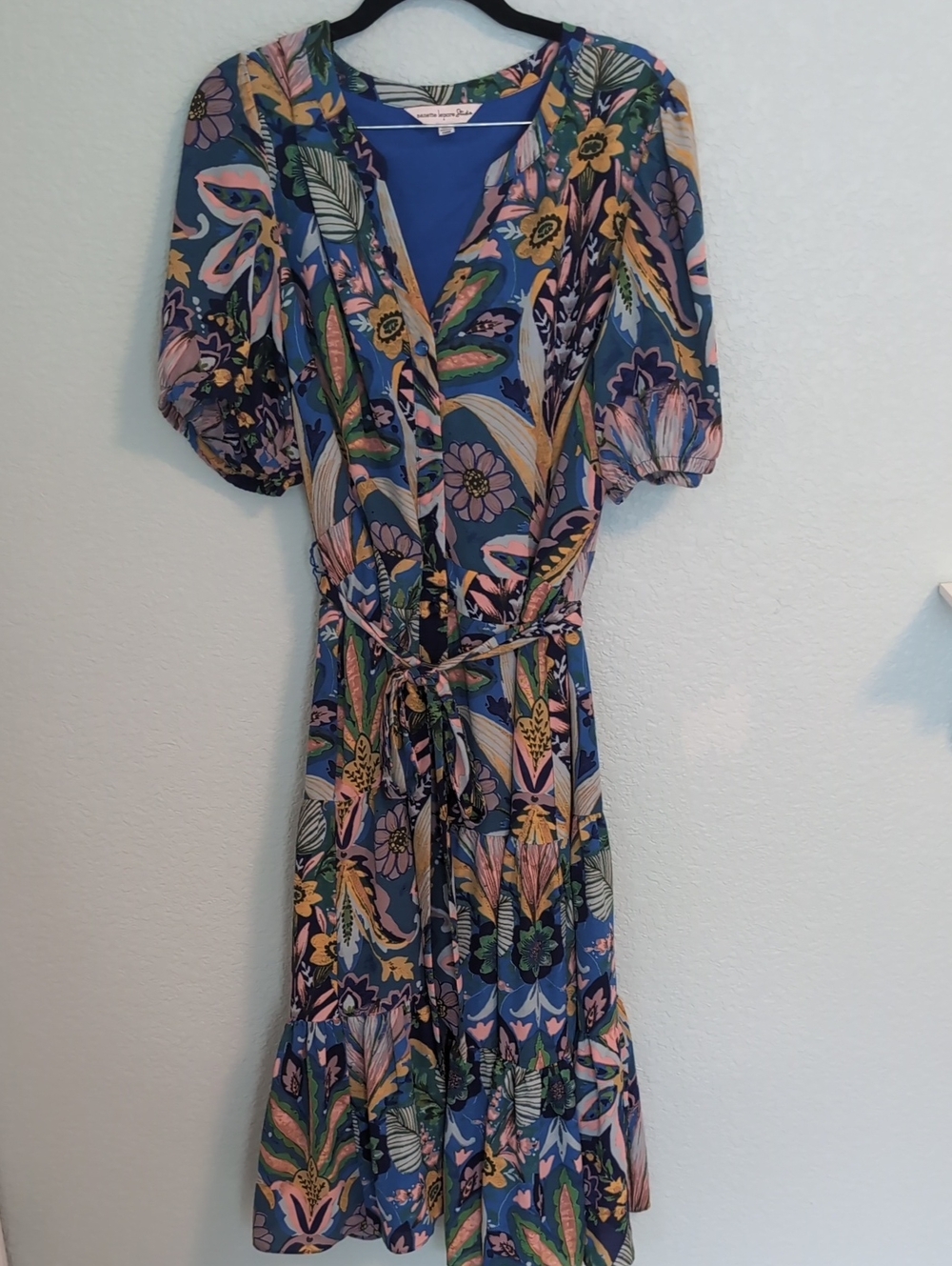 Nanette Lepore Blue Floral Dress with Pink & Yellow Accents
